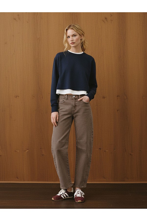 HIGH RISE CROP BARREL JEANS F6225ST...